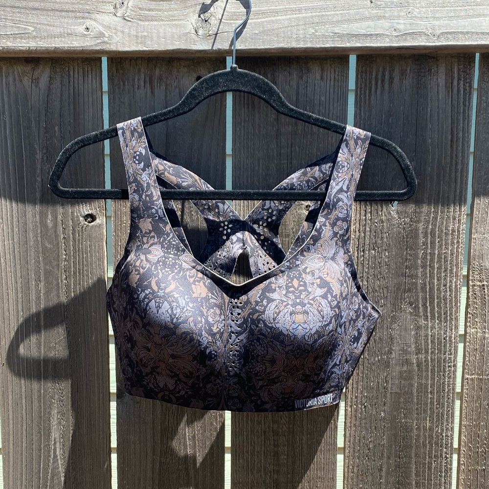 Victoria Sport Angel Max VS sports bra grey brown black floral print 36 D